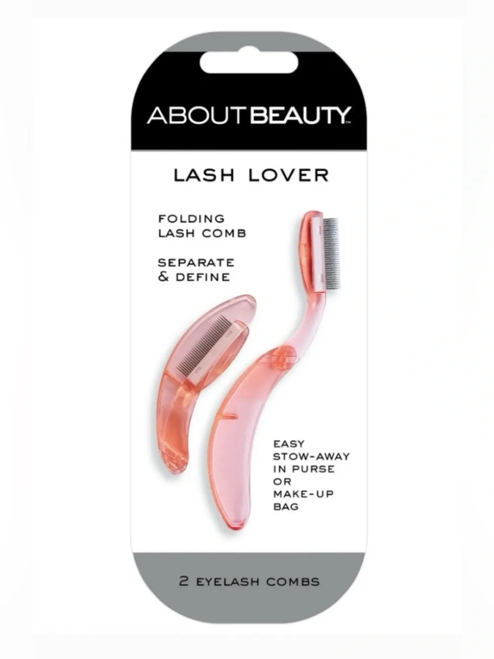 NEW About Beauty Lash Lover Folding Eyelash Comb, 2-count